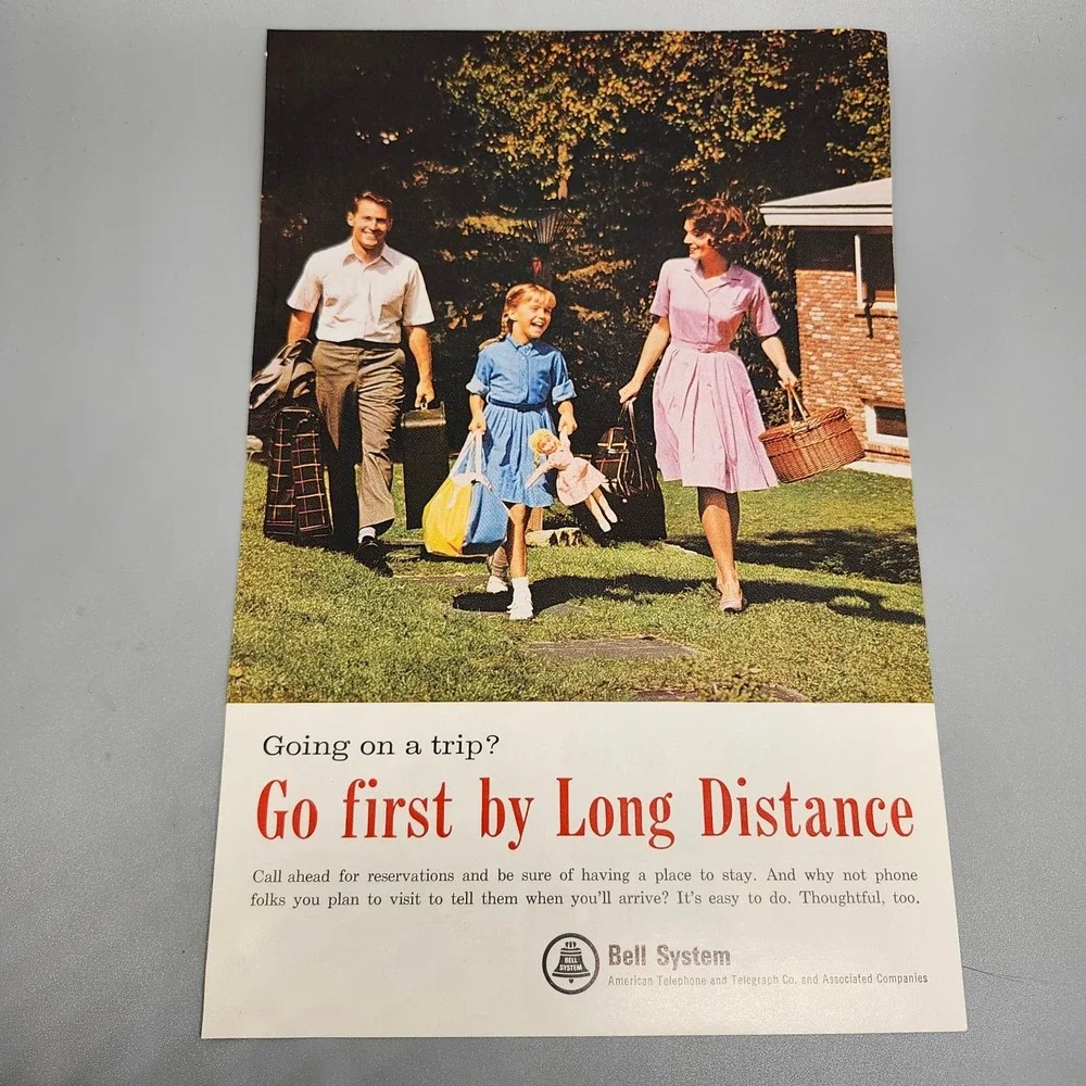 Bell System Long Distance Magazine Ad 1960s Mid-Century Family Travel